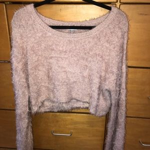 Fuzzy light pink cropped sweater